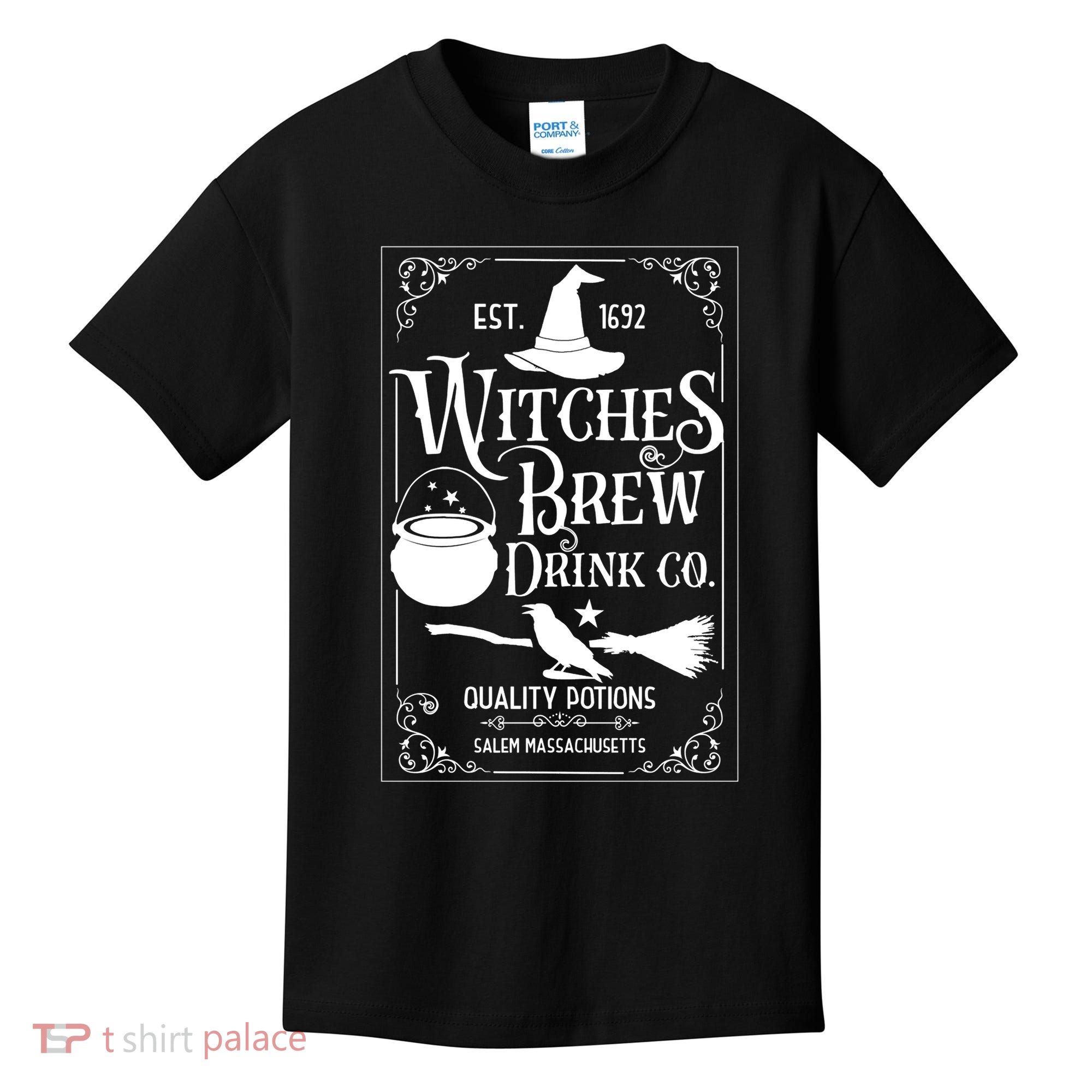 Salem Witch 1692 Witches Brew Drink Funny Witchy Halloween Kids T-Shirt