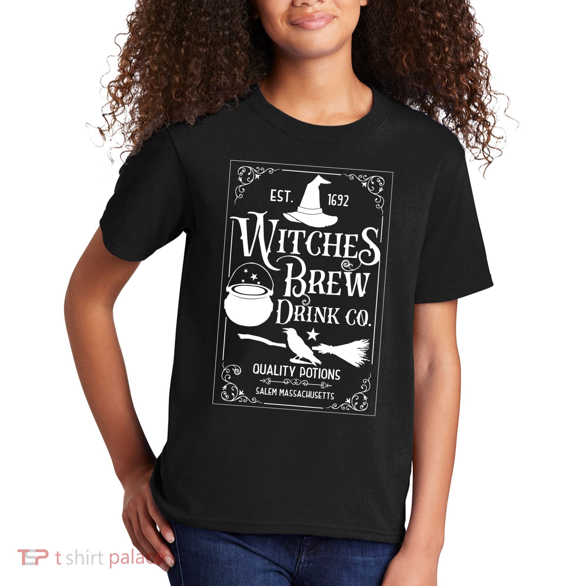 Salem Witch 1692 Witches Brew Drink Funny Witchy Halloween Kids T-Shirt
