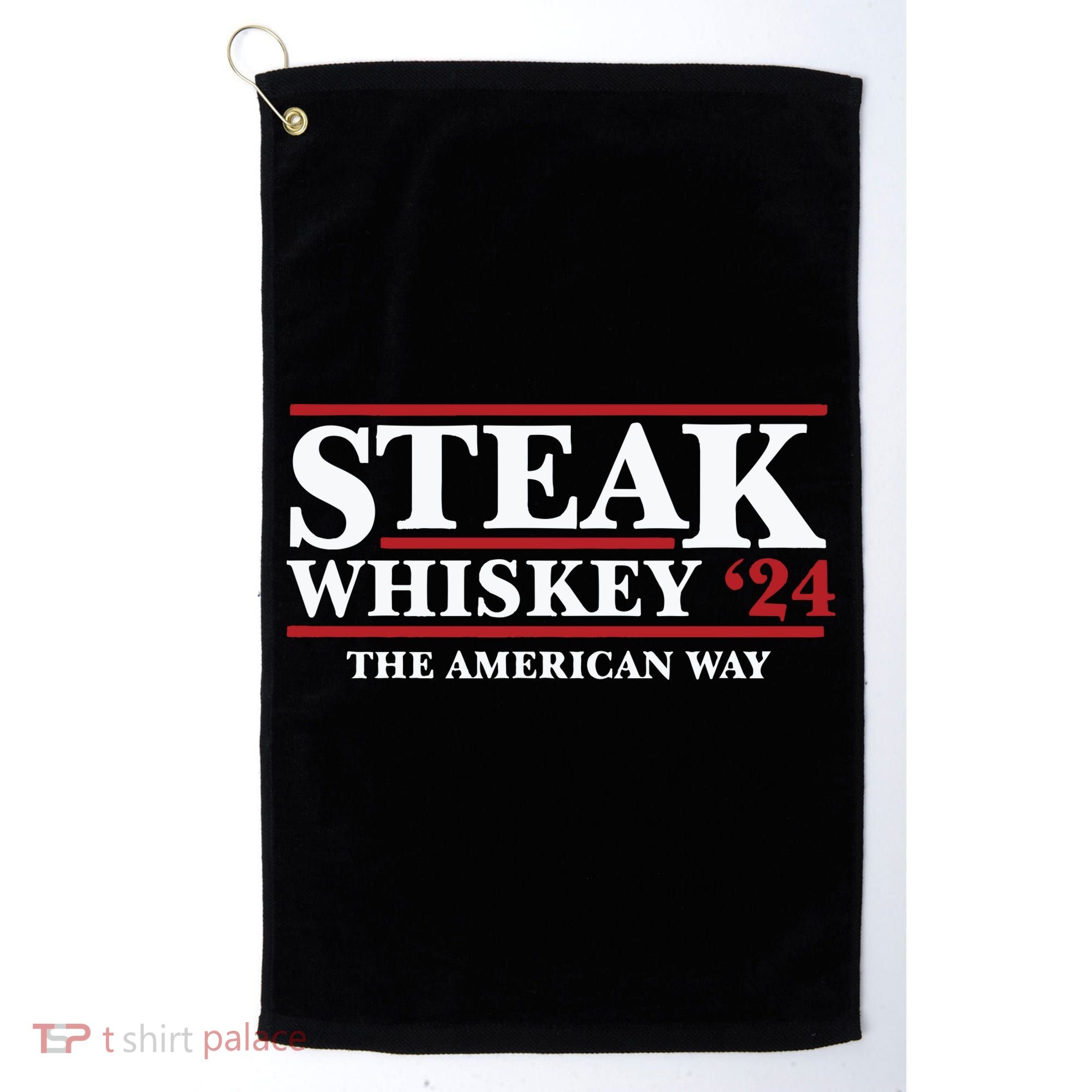 Steak Whiskey 24 The American Way Golf Towel