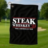 Steak Whiskey 24 The American Way Golf Towel thumb 1
