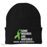 Some Wounds Are Invisible Tal Health Awareness Month Gift Beanie thumb 0