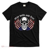 Stay Wild And Free | American Skull Flag T-Shirt thumb 0