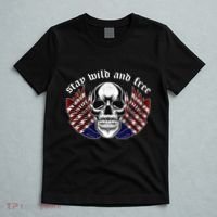 Stay Wild And Free | American Skull Flag T-Shirt thumb 5