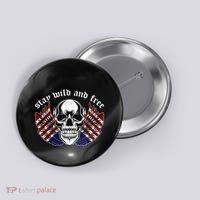 Stay Wild And Free | American Skull Flag Button thumb 0