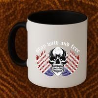 Stay Wild And Free | American Skull Flag Coffee Mug thumb 2