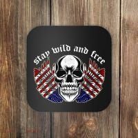 Stay Wild And Free | American Skull Flag Coaster thumb 0
