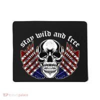 Stay Wild And Free | American Skull Flag Mousepad thumb 0