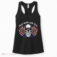 Stay Wild And Free | American Skull Flag Women's Tank Top thumb 0
