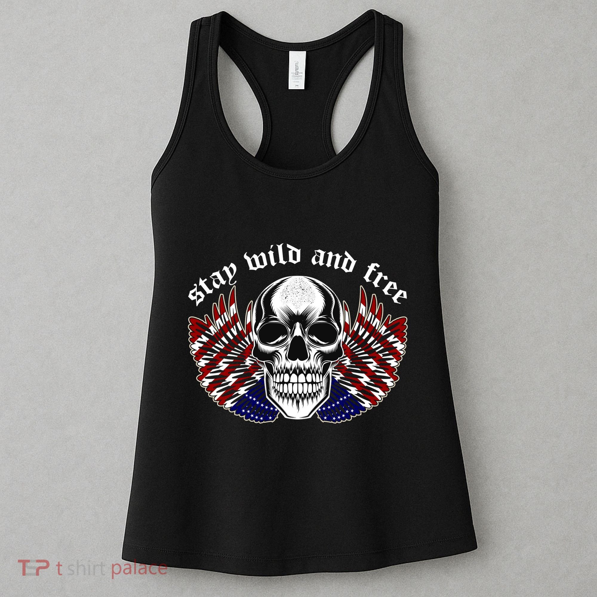 Stay Wild And Free | American Skull Flag Women's Tank Top