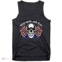 Stay Wild And Free | American Skull Flag Tank Top thumb 0