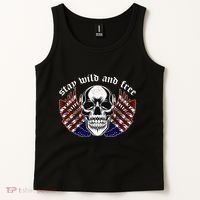 Stay Wild And Free | American Skull Flag Tank Top thumb 2