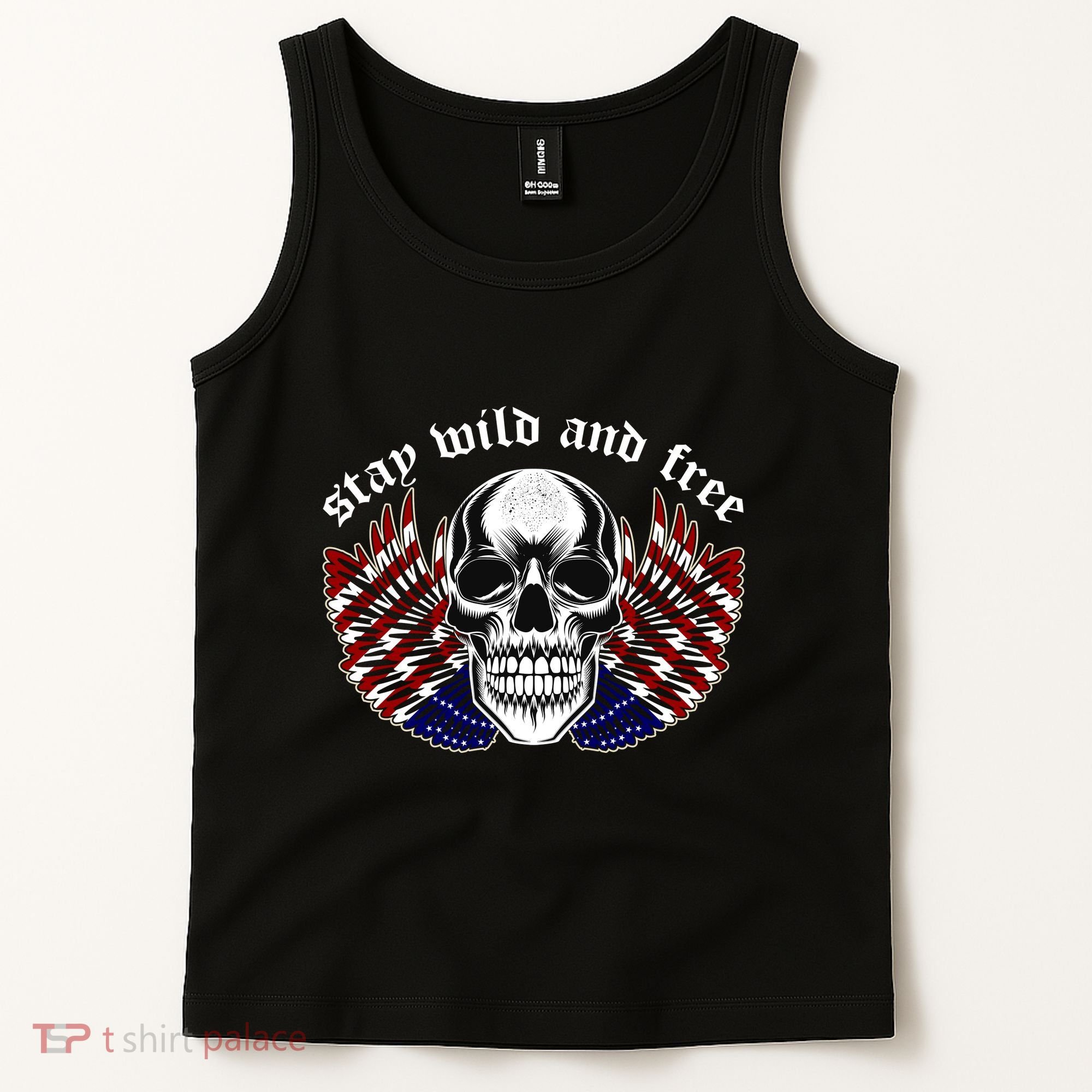 Stay Wild And Free | American Skull Flag Tank Top