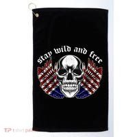 Stay Wild And Free | American Skull Flag Golf Towel thumb 0