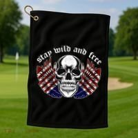 Stay Wild And Free | American Skull Flag Golf Towel thumb 1