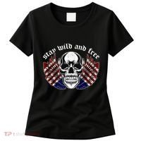 Stay Wild And Free | American Skull Flag Women's T-Shirt thumb 0