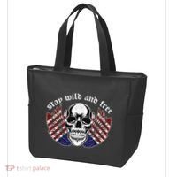 Stay Wild And Free | American Skull Flag Tote Bag thumb 3