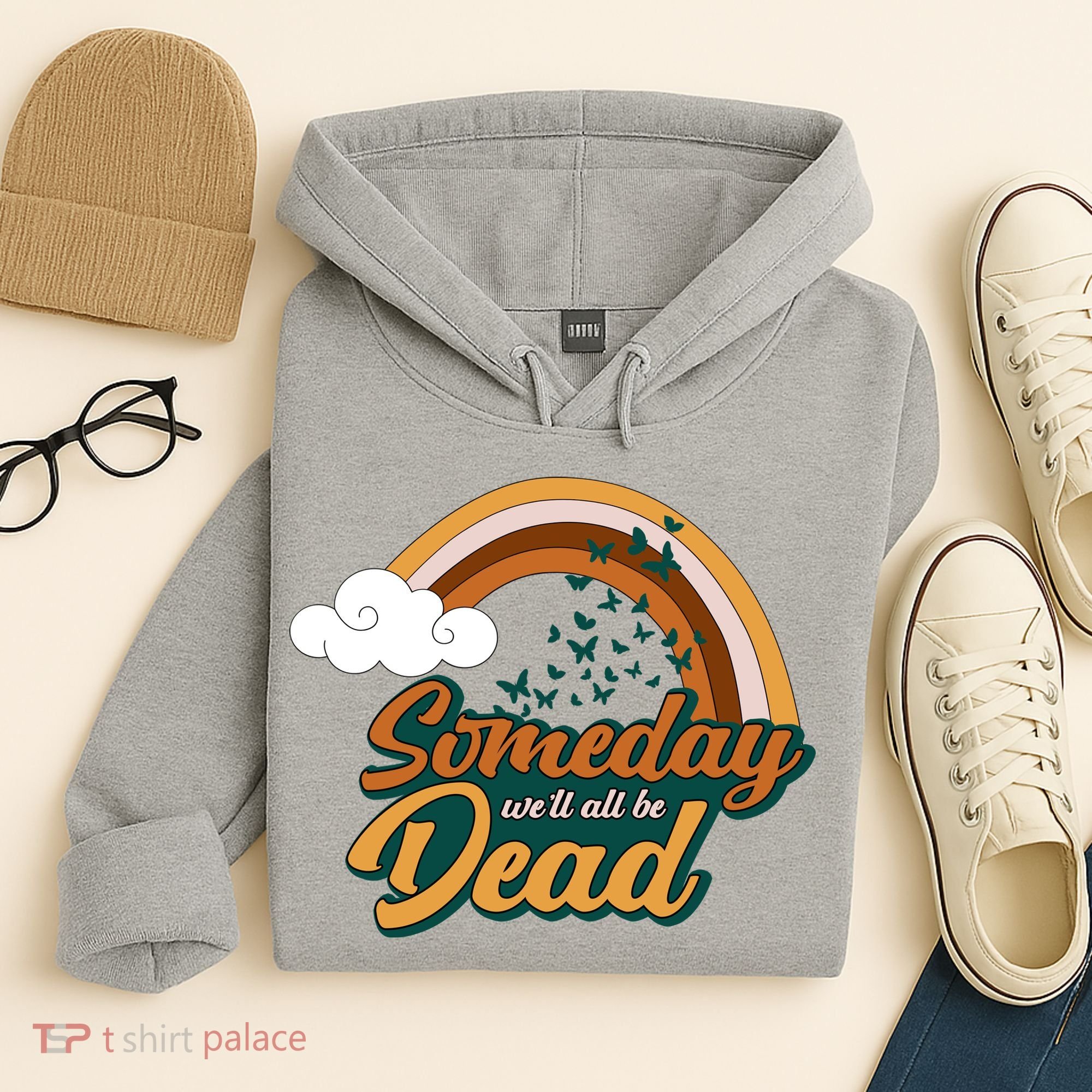 Someday We'll All Be Dead Retro Rainbow Hoodie
