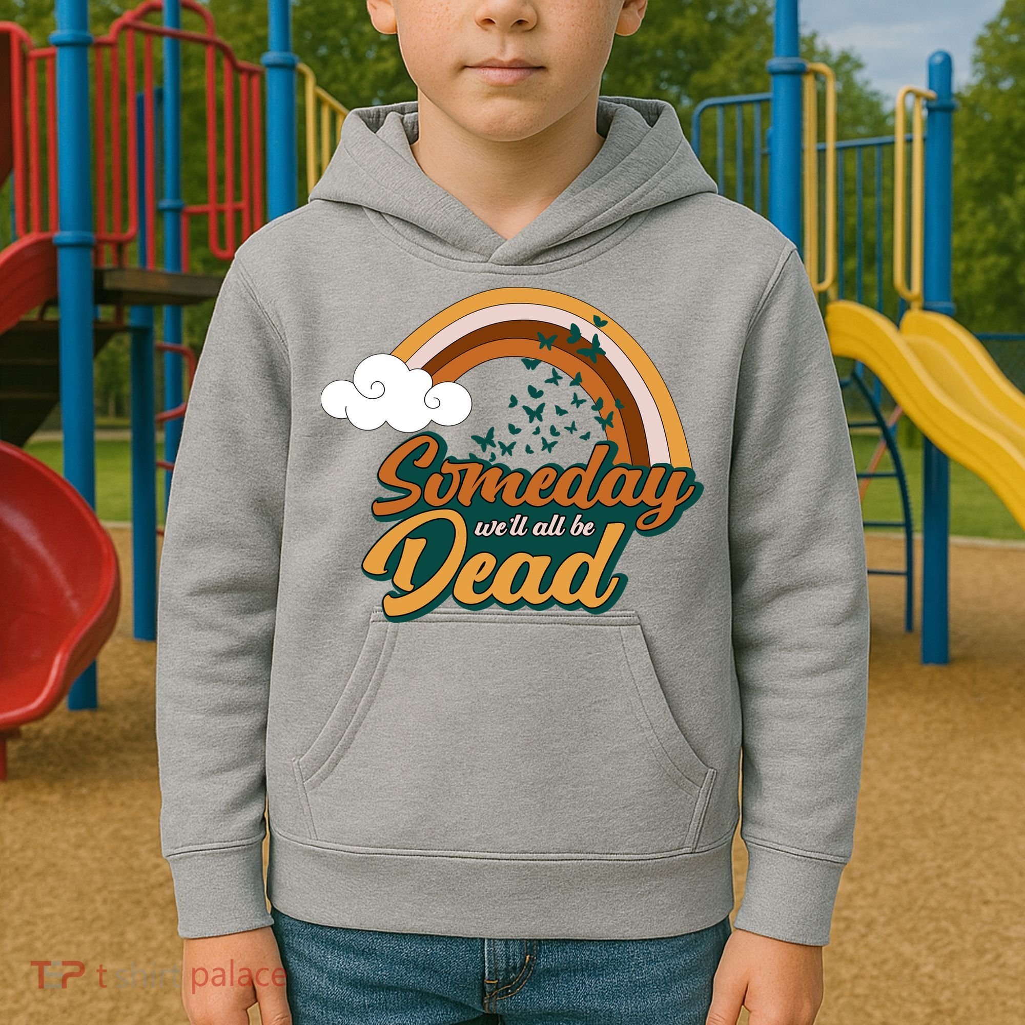 Someday We'll All Be Dead Retro Rainbow Kids Hoodie