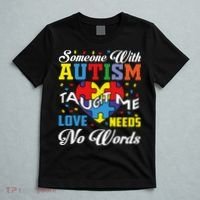 Someone With Autism Taugh Me Love Needs No Word Autism Awareness Month T-Shirt thumb 5