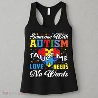 Someone With Autism Taugh Me Love Needs No Word Autism Awareness Month Women's Tank Top thumb 3