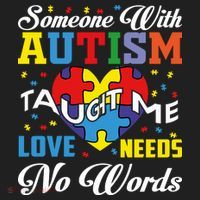 Someone With Autism Taugh Me Love Needs No Word Autism Awareness Month Golf Towel thumb 3