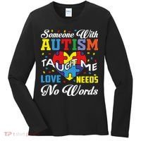 Someone With Autism Taugh Me Love Needs No Word Autism Awareness Month Women's Long Sleeve Shirt thumb 0