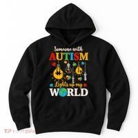 Someone With Autism Lights Up My World Autistic Awareness Autism Awareness Hoodie thumb 0