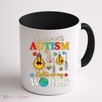 Someone With Autism Lights Up My World Autistic Awareness Autism Awareness Coffee Mug thumb 1