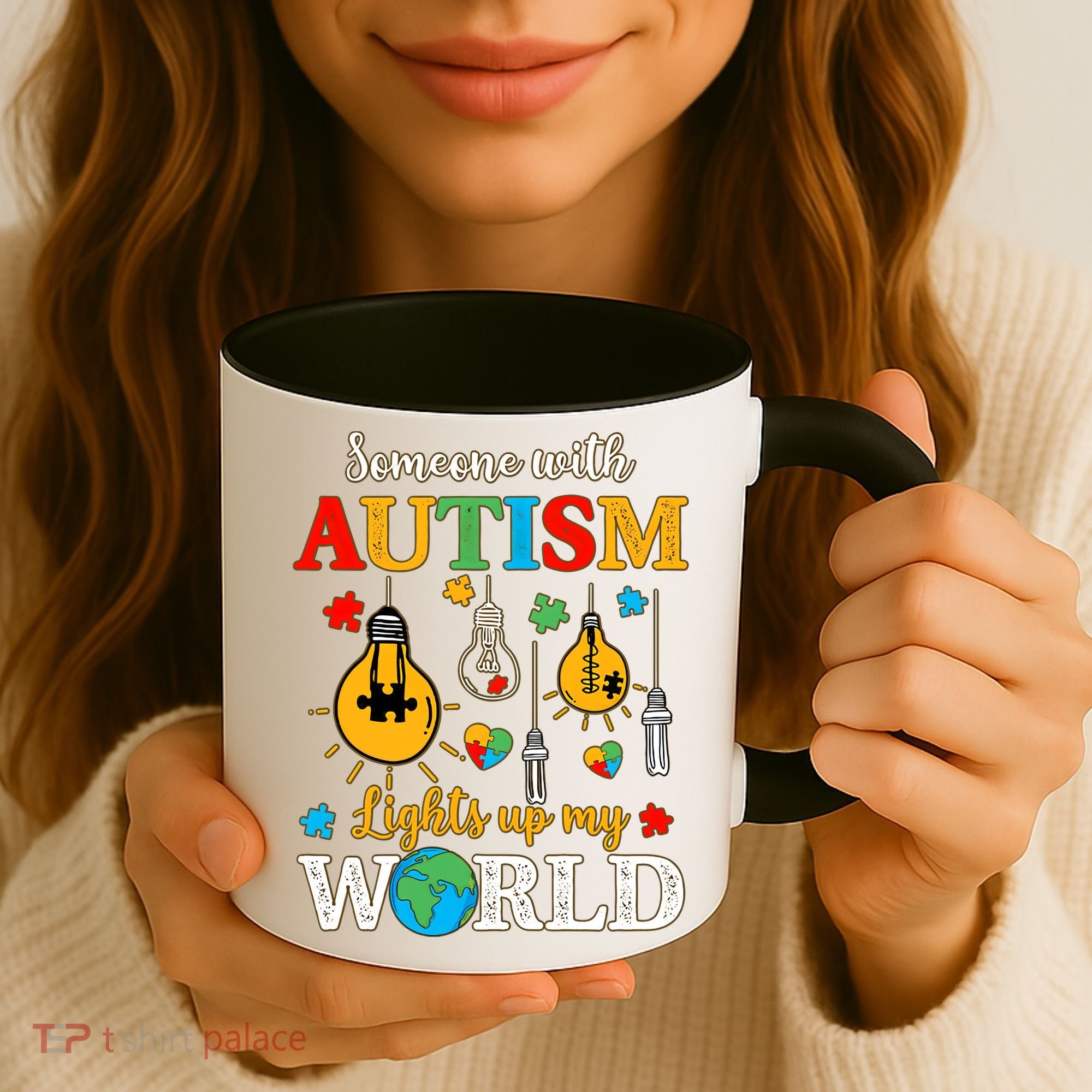 Someone With Autism Lights Up My World Autistic Awareness Autism Awareness Coffee Mug