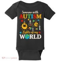 Someone With Autism Lights Up My World Autistic Awareness Autism Awareness Baby Bodysuit thumb 0