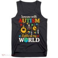 Someone With Autism Lights Up My World Autistic Awareness Autism Awareness Tank Top thumb 0