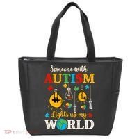 Someone With Autism Lights Up My World Autistic Awareness Autism Awareness Tote Bag thumb 0
