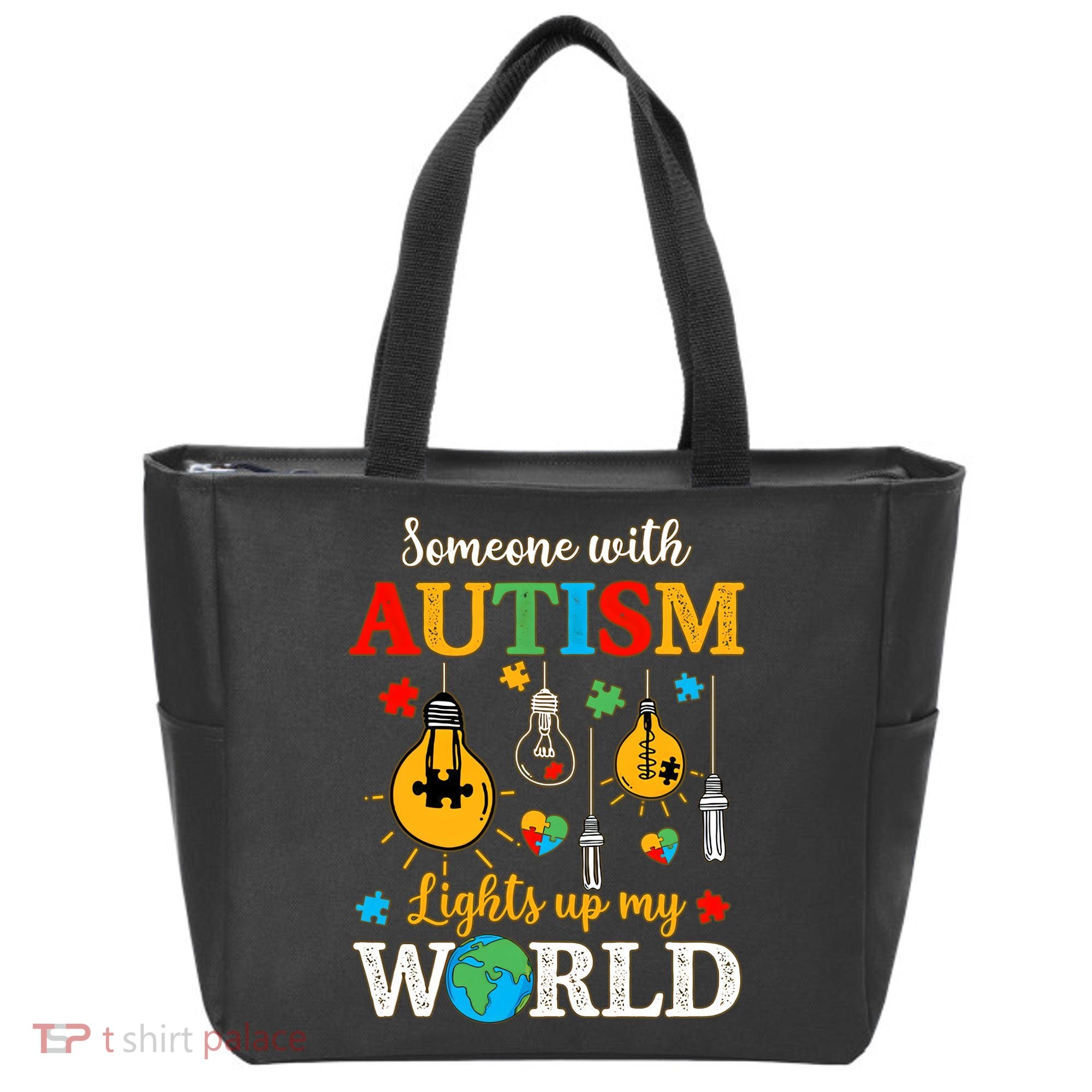 Someone With Autism Lights Up My World Autistic Awareness Autism Awareness Tote Bag
