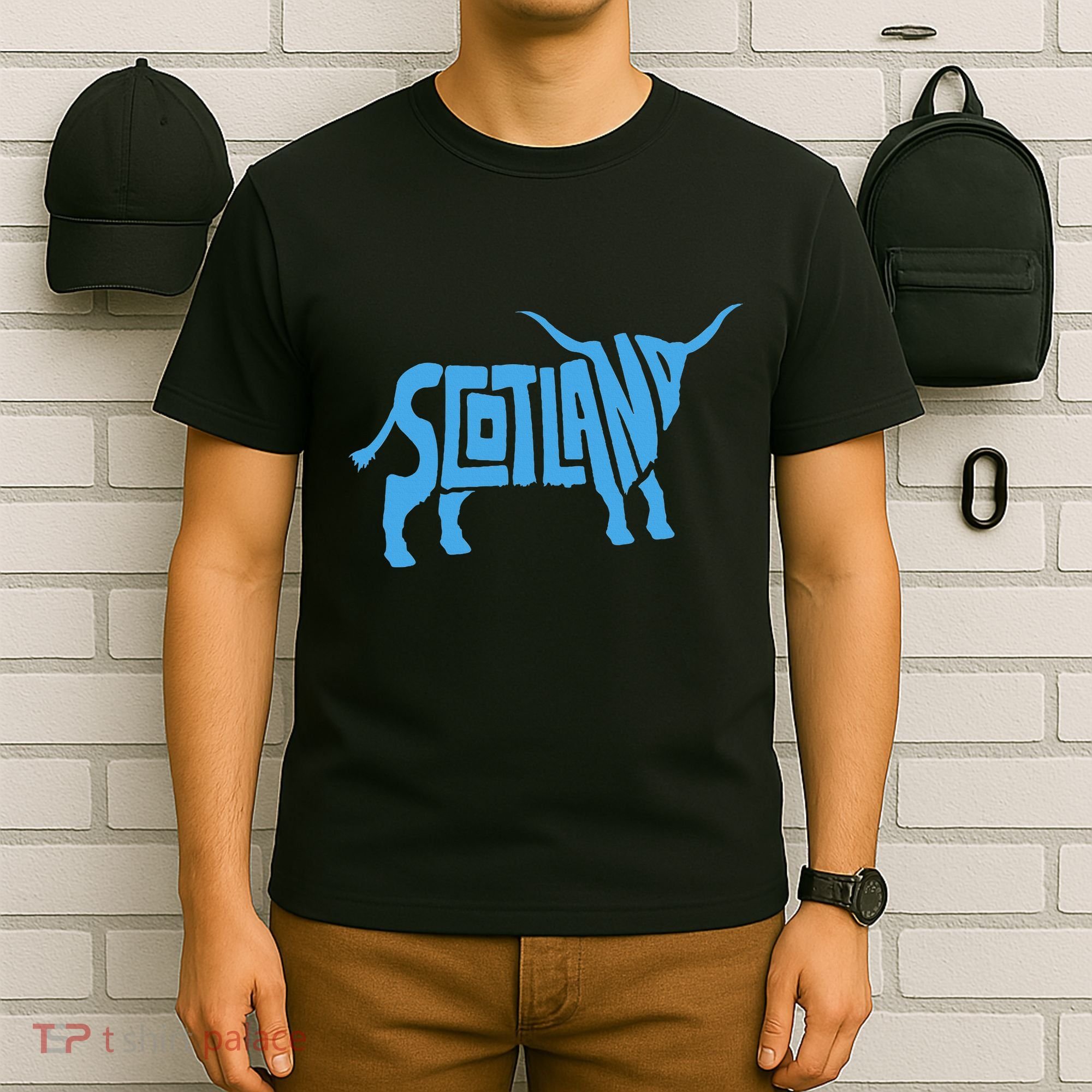 Scotland Word Art Funny Scottish Bull Animal T-Shirt