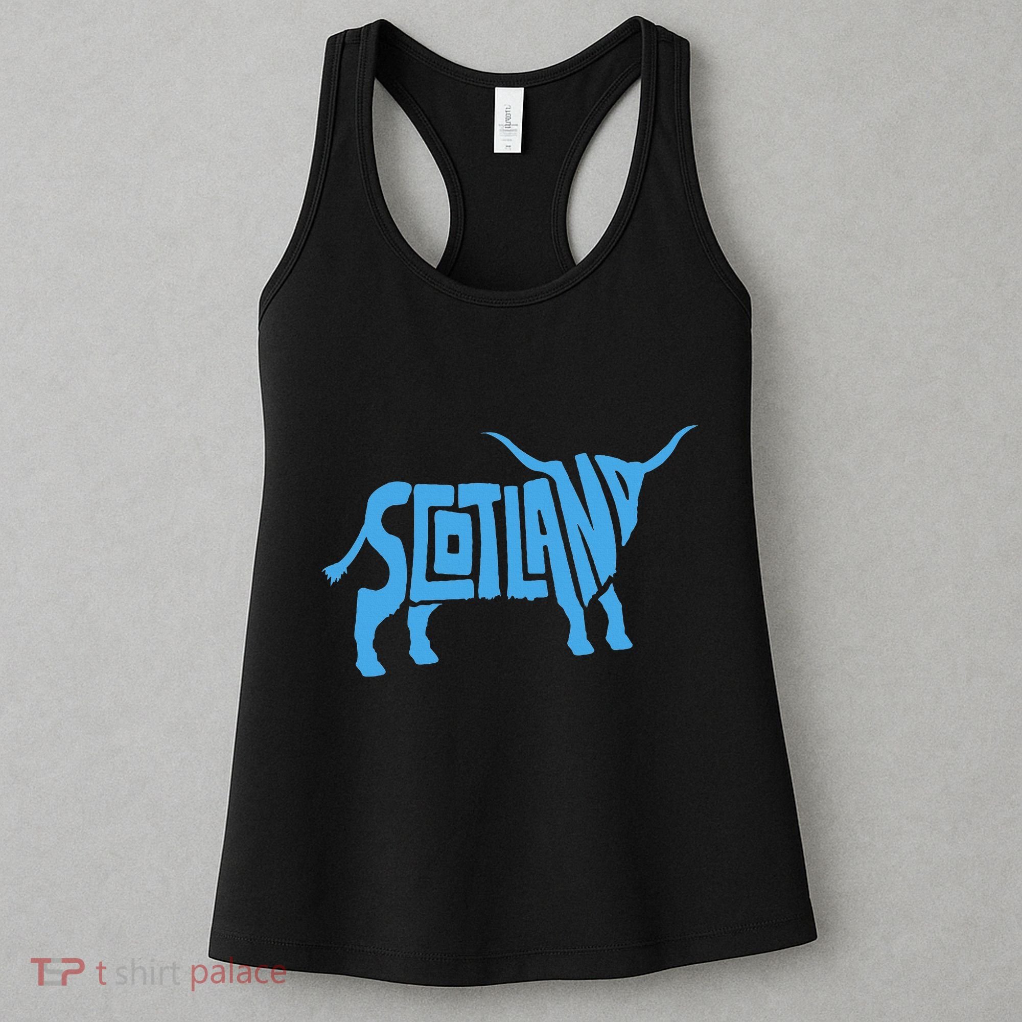 Scotland Word Art Funny Scottish Bull Animal Women's Tank Top