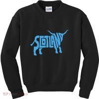 Scotland Word Art Funny Scottish Bull Animal Kids Sweatshirt thumb 0