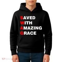 Swag Saved With Amazing Grace Kids Hoodie thumb 4