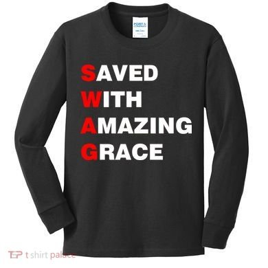 Swag Saved With Amazing Grace Kids Long Sleeve Shirt