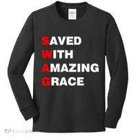 Swag Saved With Amazing Grace Kids Long Sleeve Shirt thumb 0