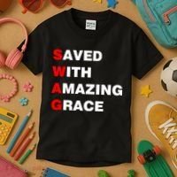 Swag Saved With Amazing Grace Kids T-Shirt thumb 3