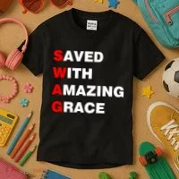 Swag Saved With Amazing Grace Kids T-Shirt thumb 3