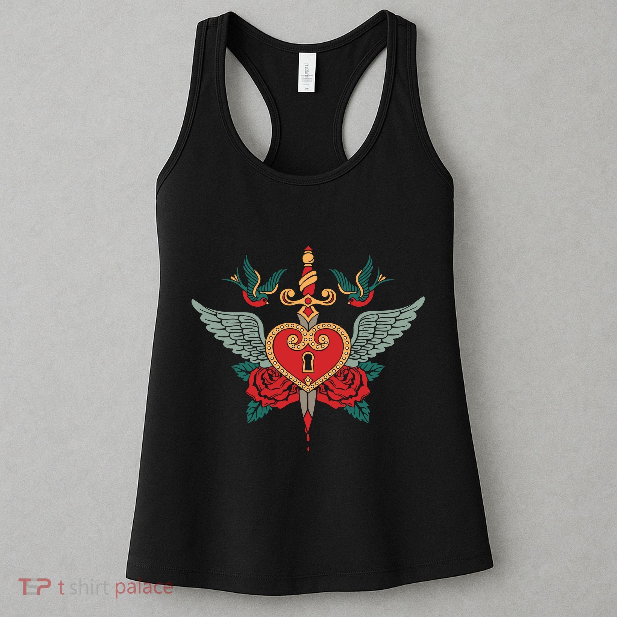 Swallows Heart Lockbox Sword Women's Tank Top