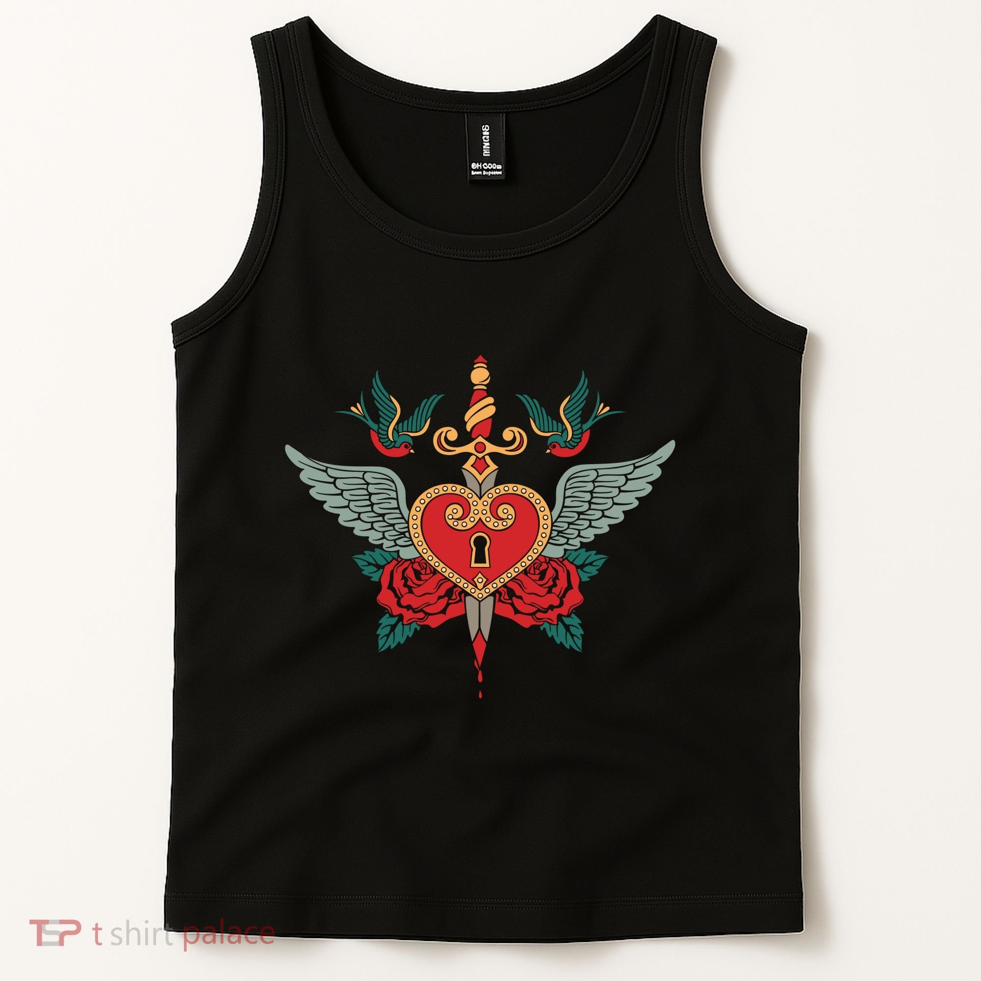 Swallows Heart Lockbox Sword Tank Top