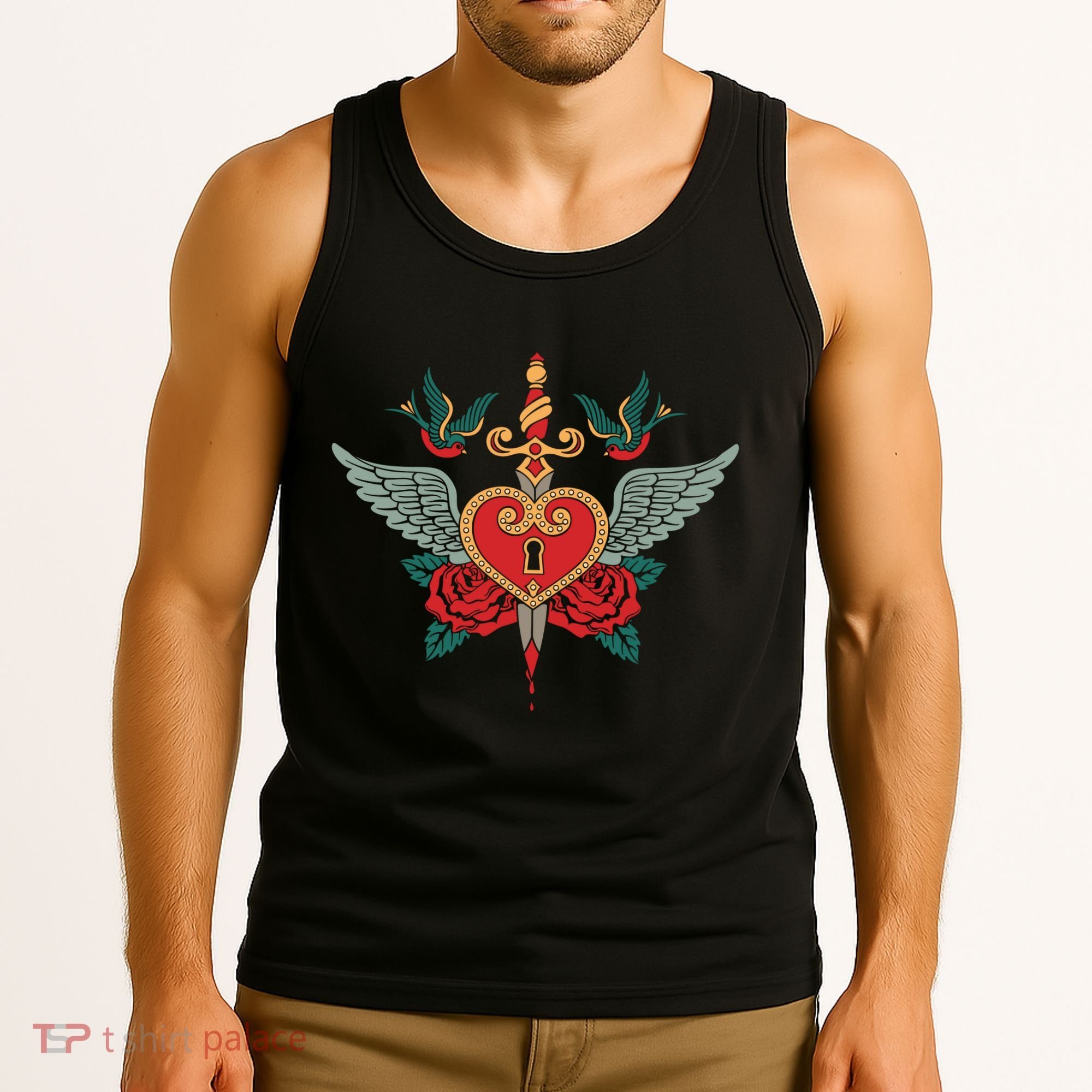Swallows Heart Lockbox Sword Tank Top