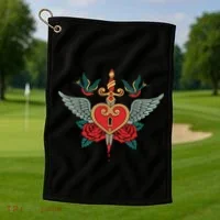 Swallows Heart Lockbox Sword Golf Towel thumb 1