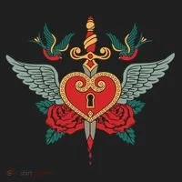 Swallows Heart Lockbox Sword Golf Towel thumb 3