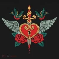 Swallows Heart Lockbox Sword Kids Long Sleeve Shirt thumb 2