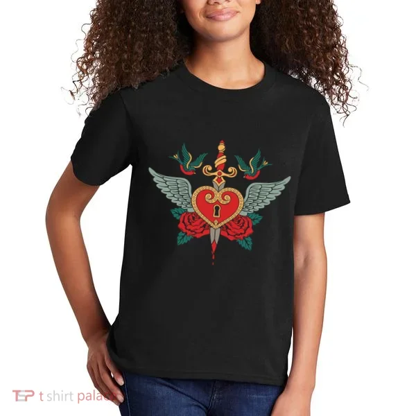 Swallows Heart Lockbox Sword Kids T-Shirt