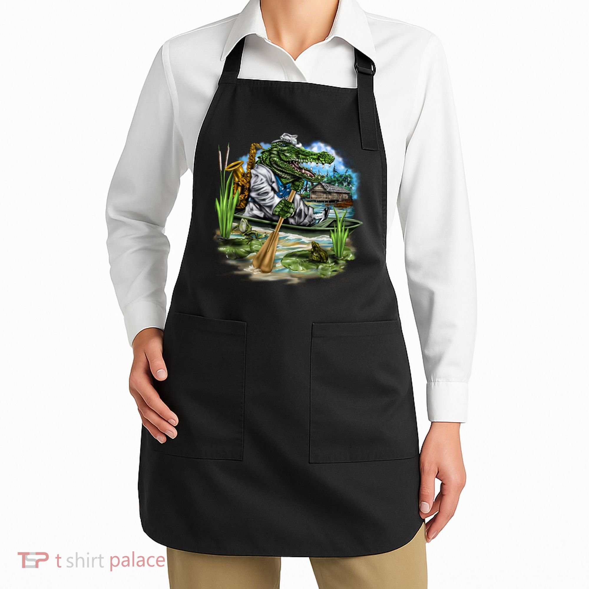 Swamp Gator With A trumpet Apron