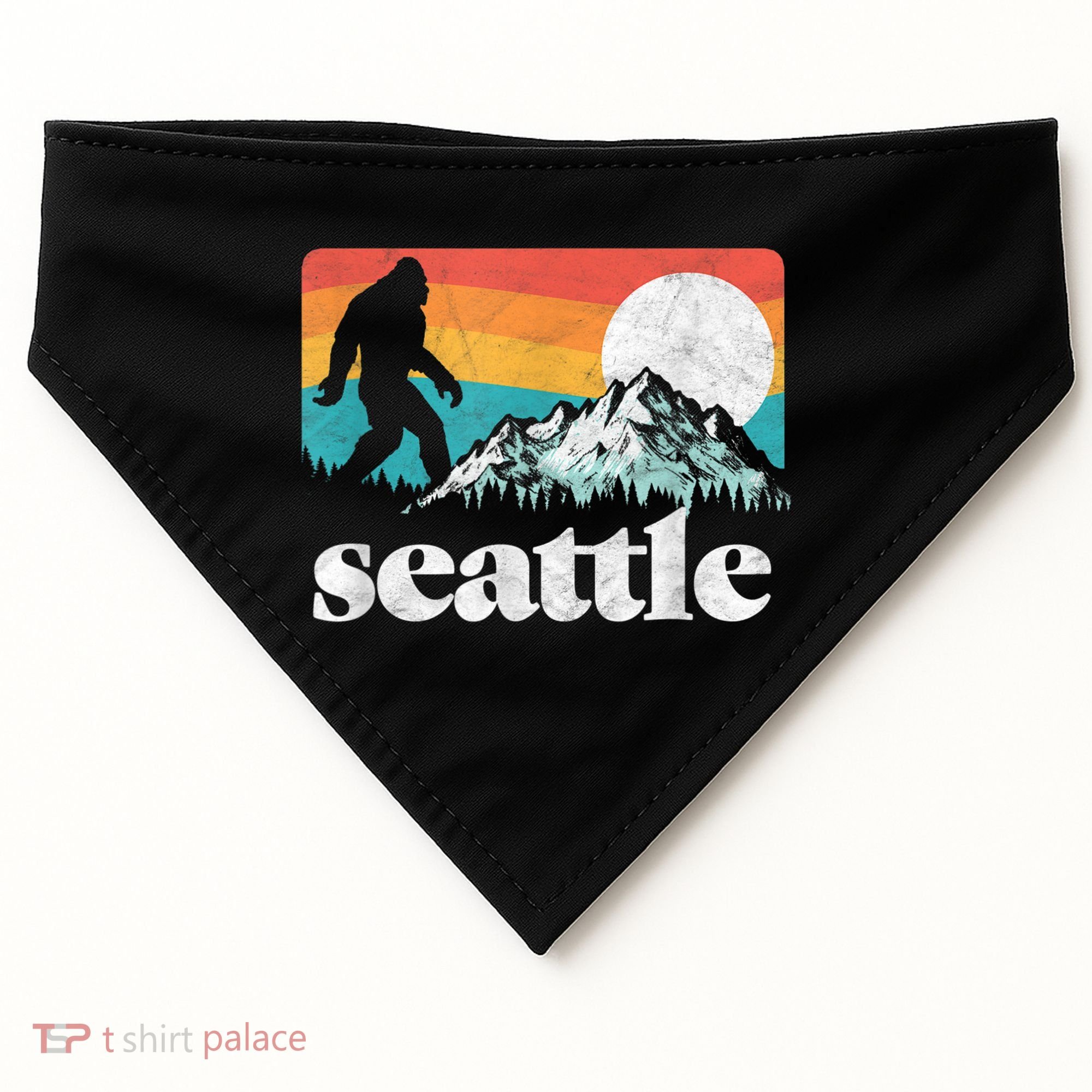 Seattle Washington Bigfoot Mountains USA-Made Doggie Bandana